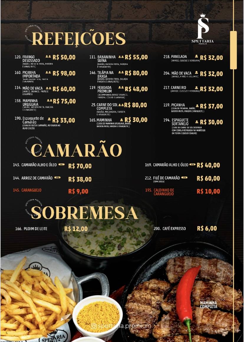 Spettaria Premium cardápio