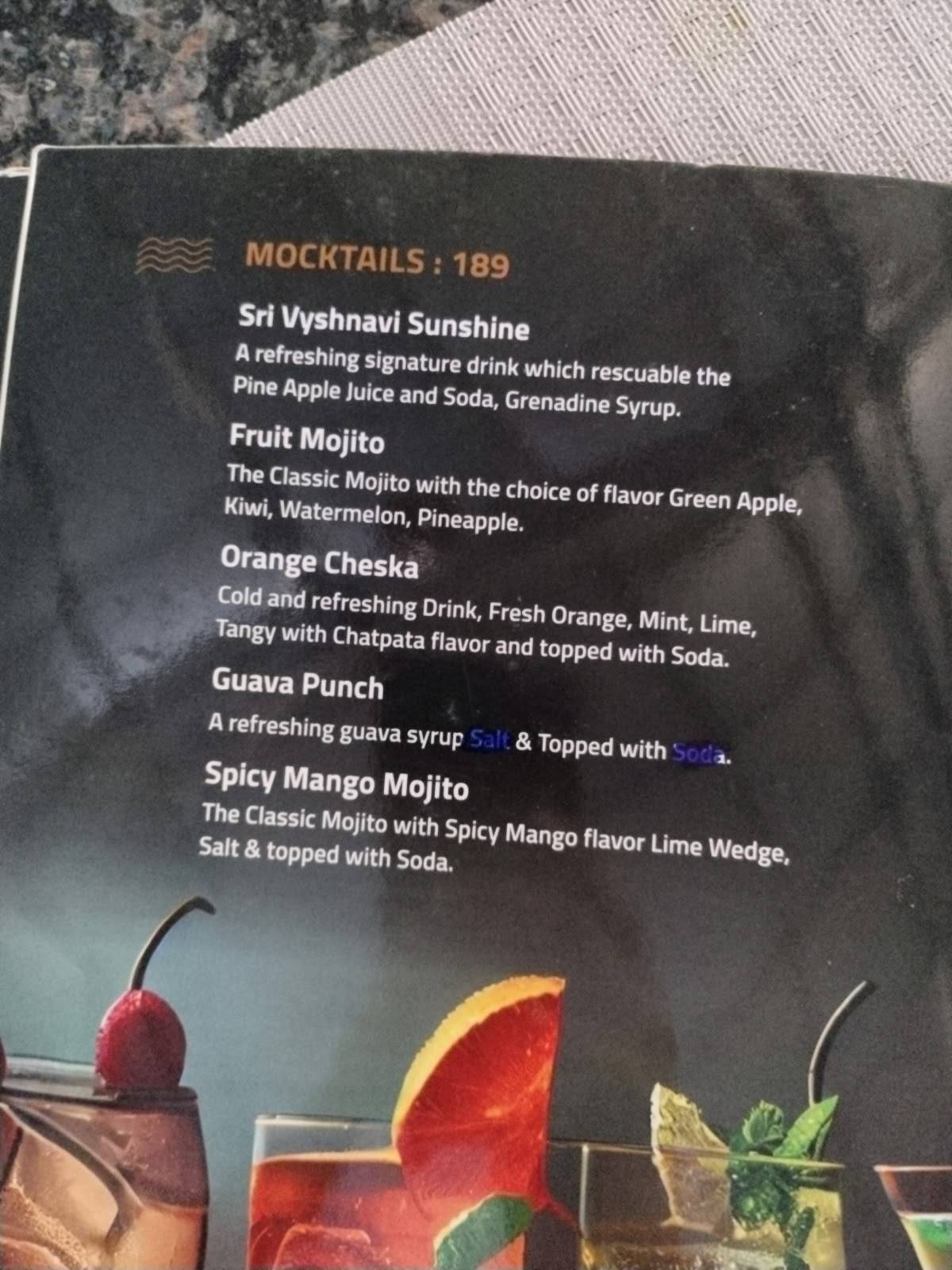 Sri Vyshnavi Restaurant menu