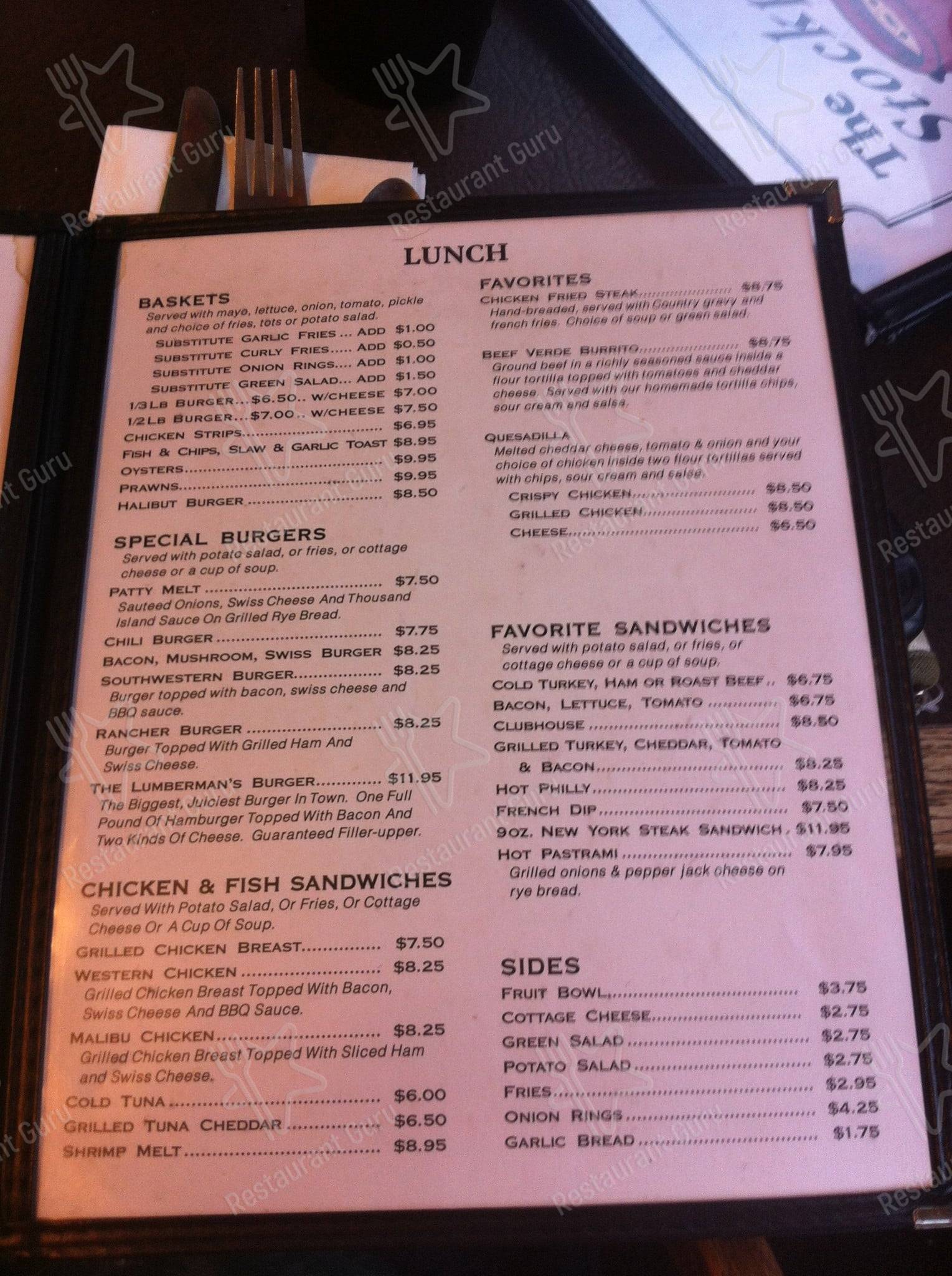 Menu at Stockpot Restaurant, Coos Bay