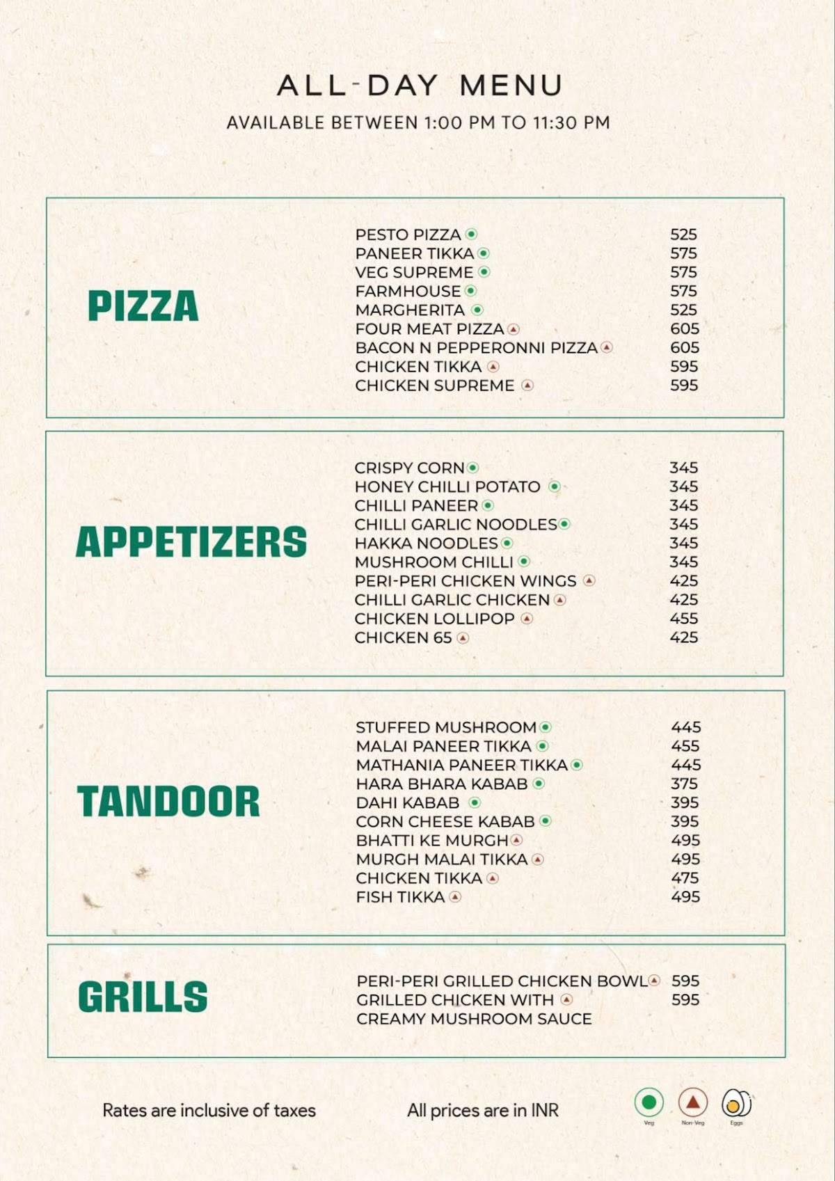 Sun N Moon Cafe & Restaurant menu