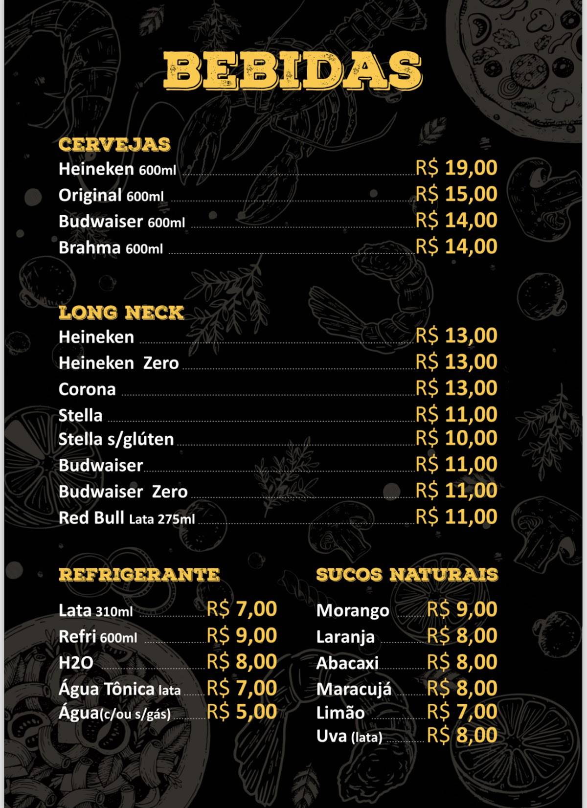 Sunrise Pub cardápio