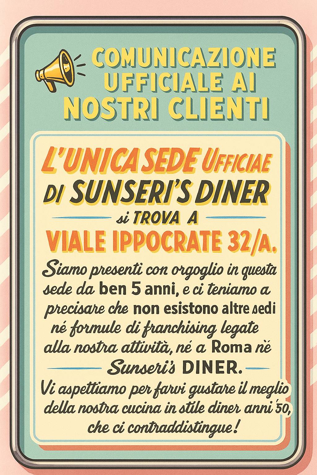 Menu di Sunseri’s diner di Alessandro e Federica 