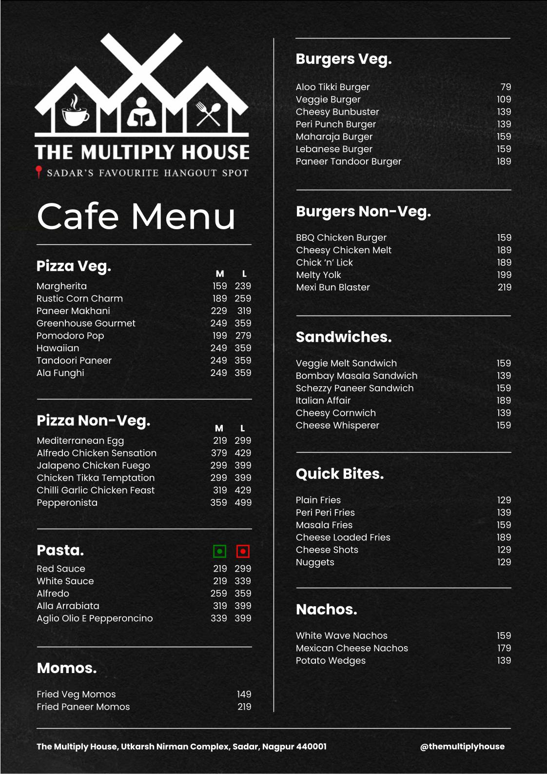 THE MULTIPLY HOUSE Cafe-Restaurant menu
