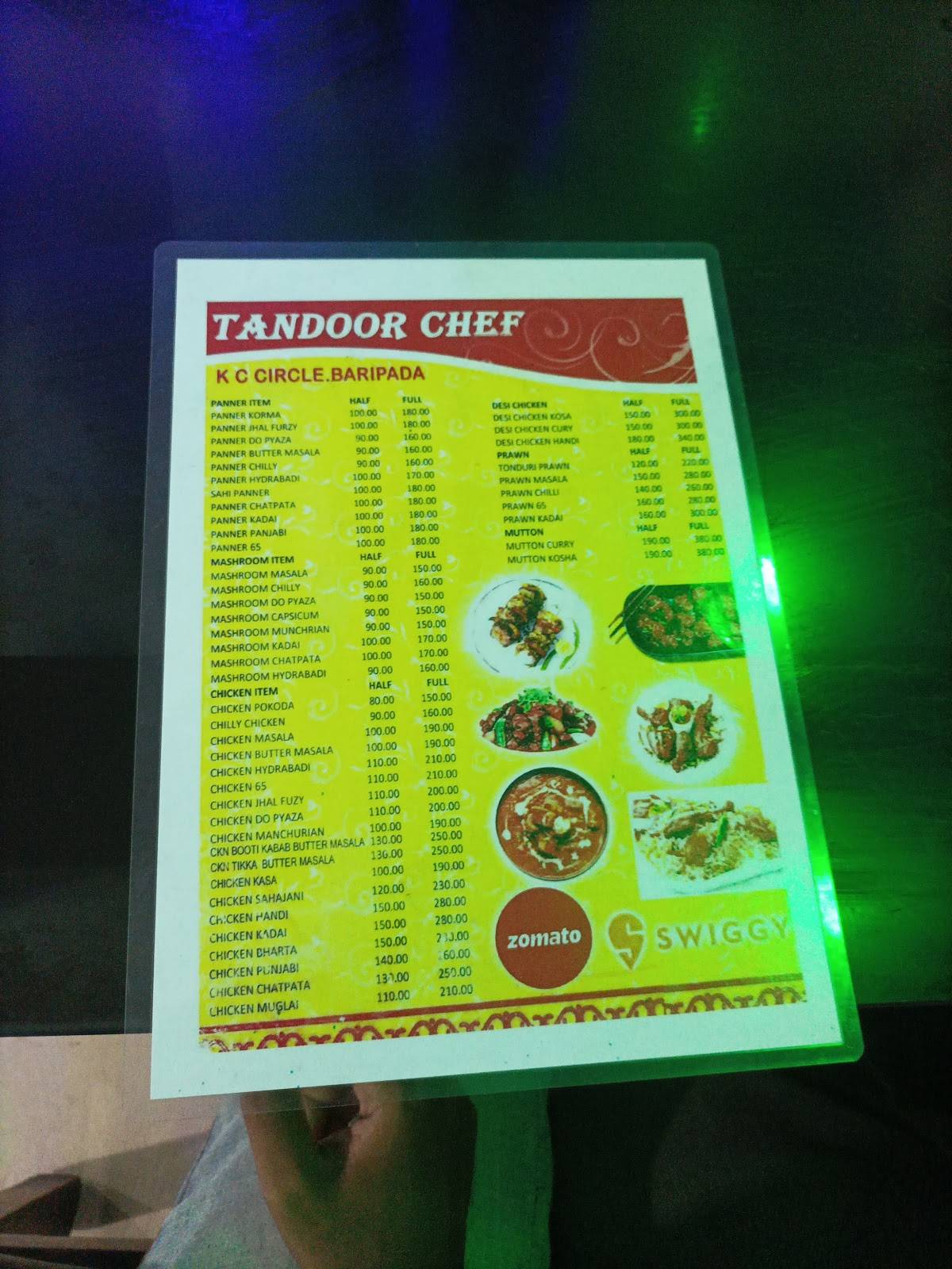 Tandoor Chef menu