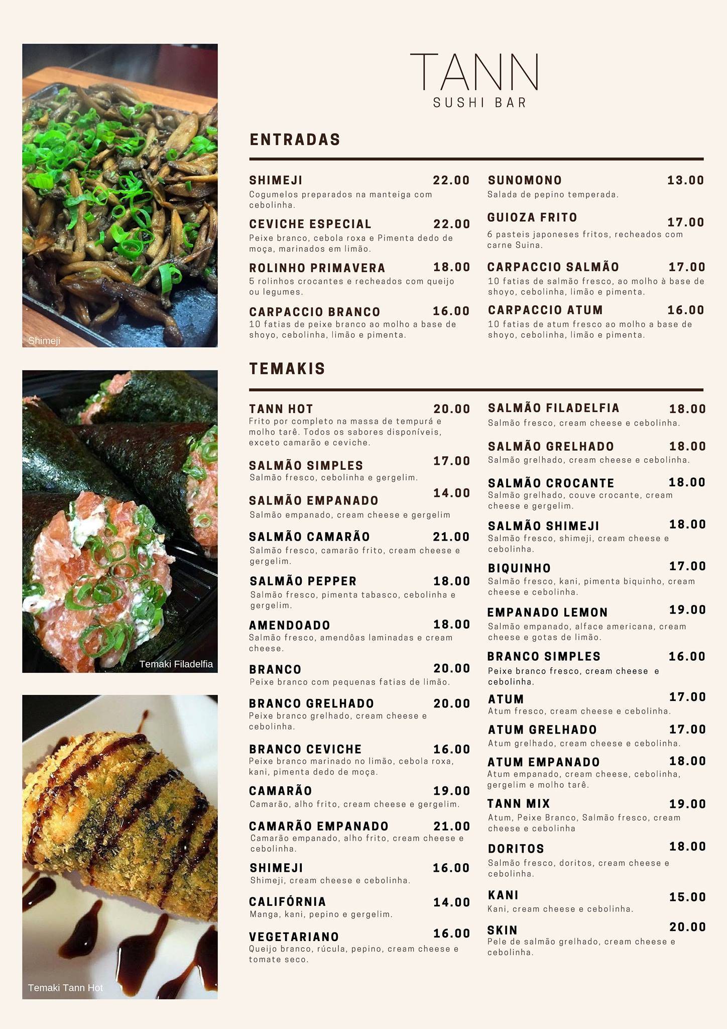 Tann Sushi Bar - Jaraguá cardápio