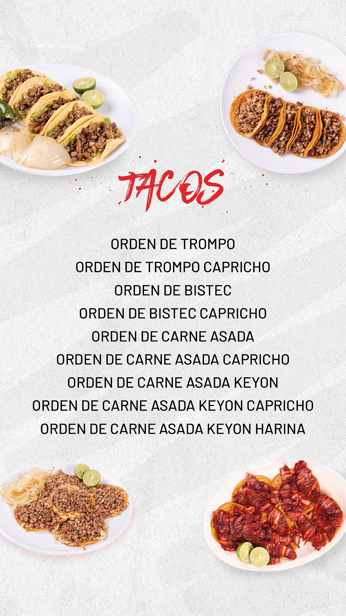 Carta del restaurante Tacos Keyon Villas del San juan, Juárez