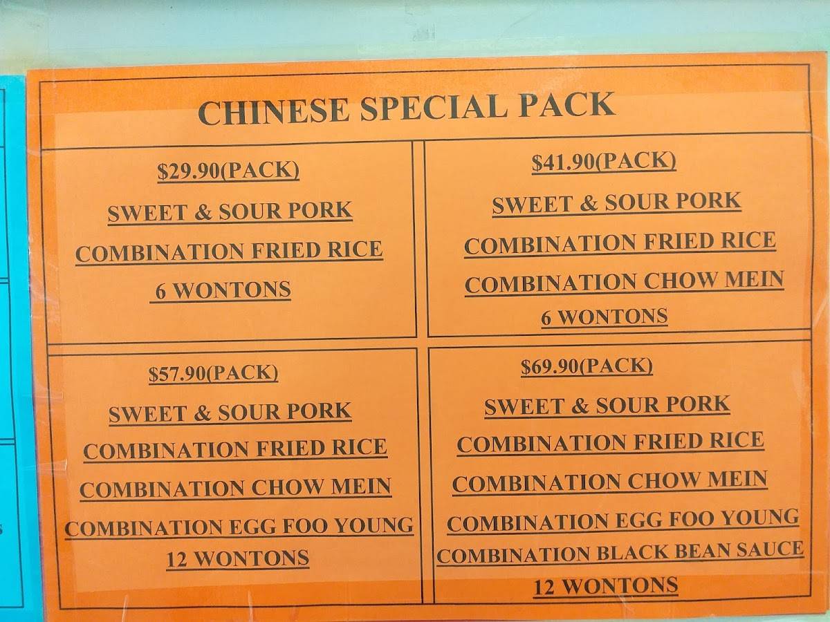 Menu at Taradale Seafoods restaurant, Napier, 311 Gloucester St