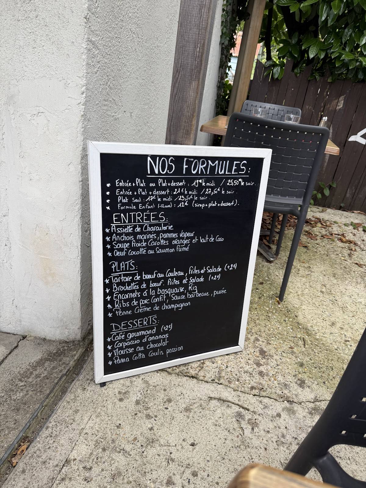 Menu de Le Bistrô des filles