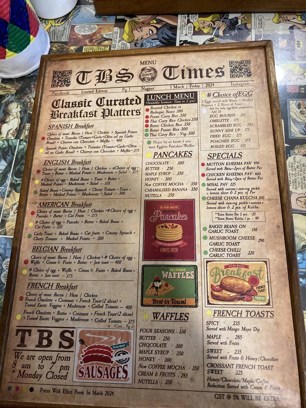 The Breakfast Story menu