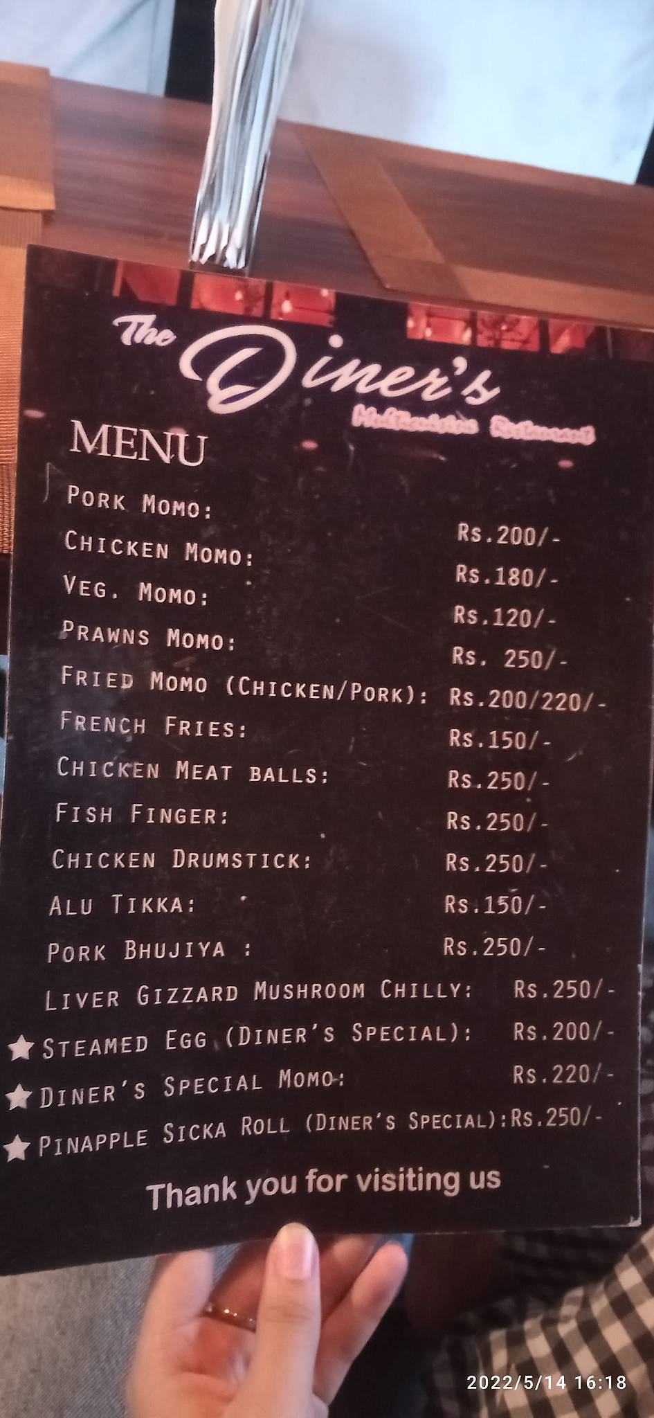 The Diner's menu