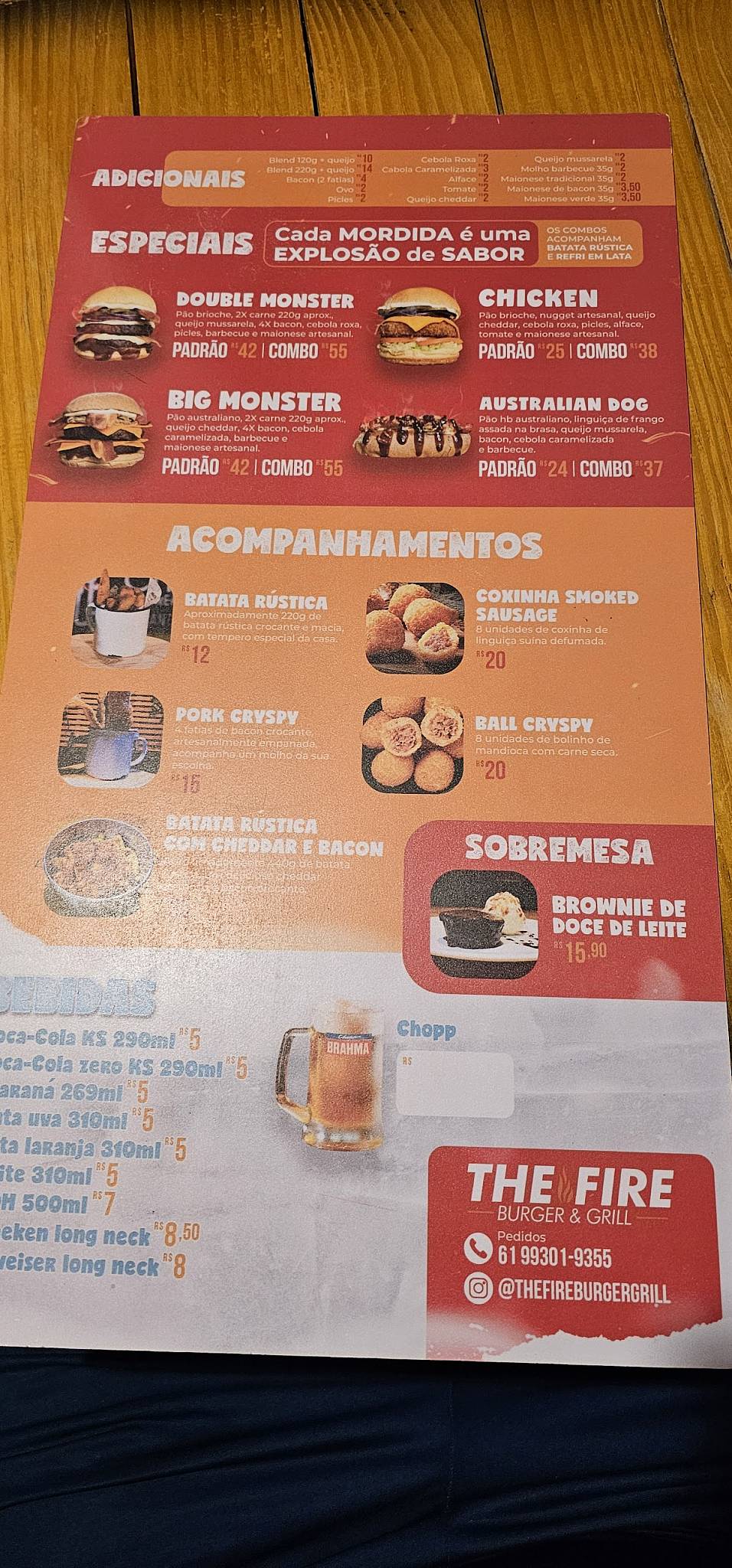 The Fire Burger & Grill cardápio