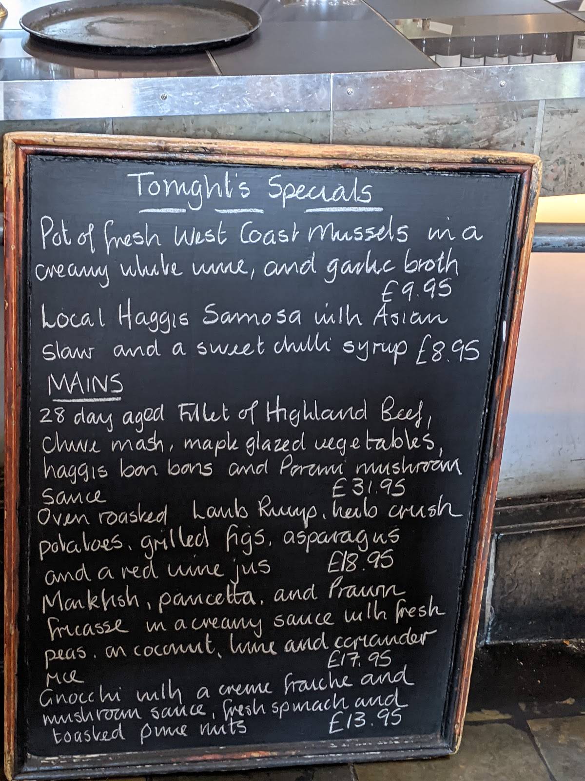 Menu at The Mustard Seed Restaurant, Inverness
