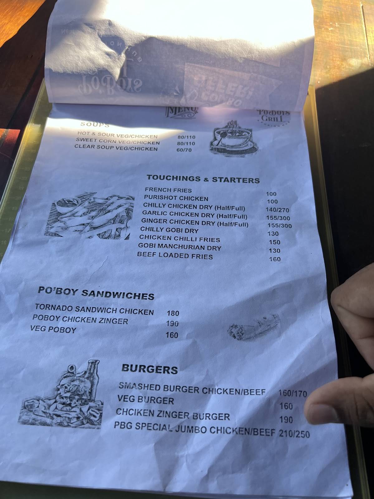 The Po’Boys Grill Athirampuzha, kottayam menu