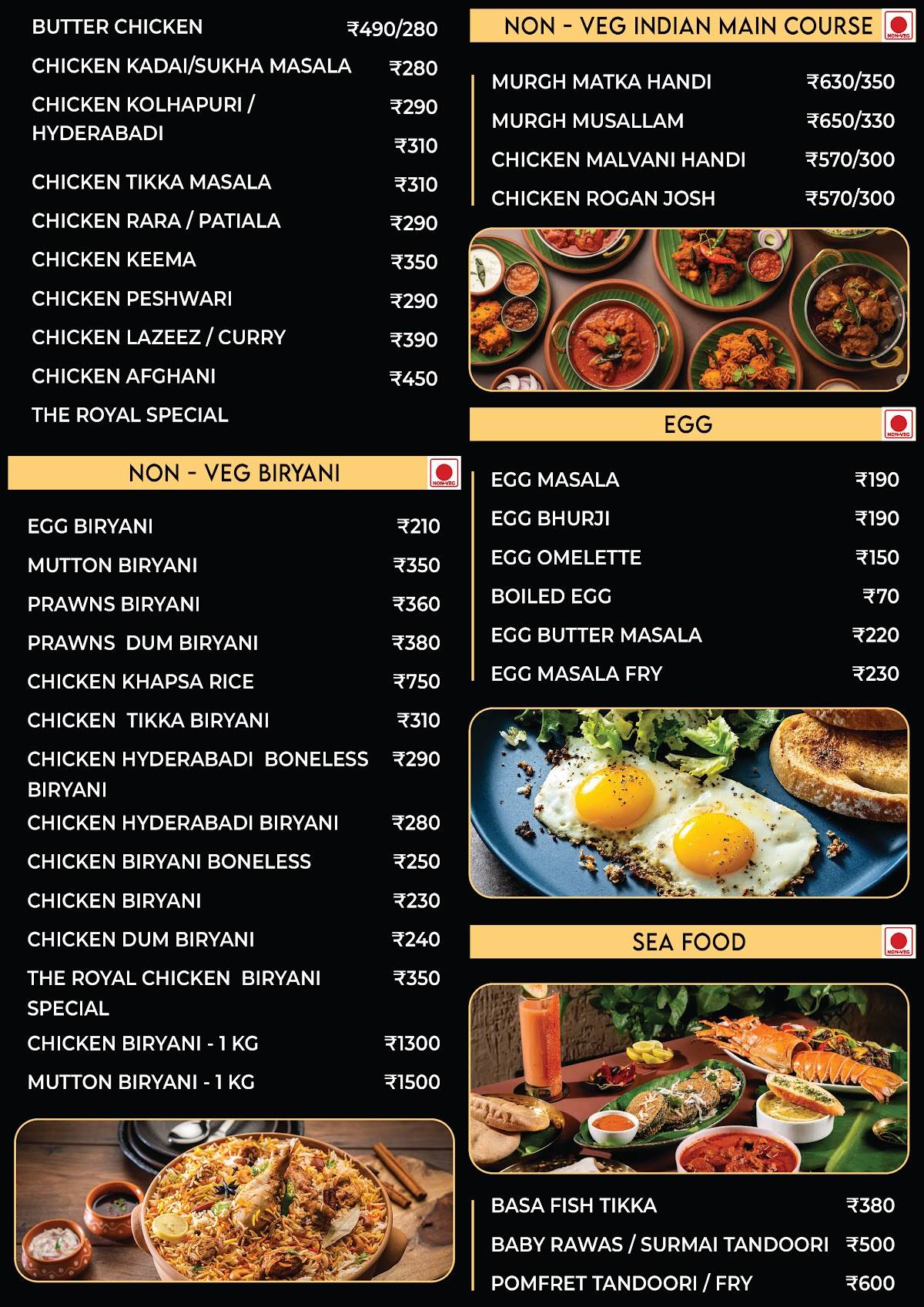 The Royal Family Restaurant menu