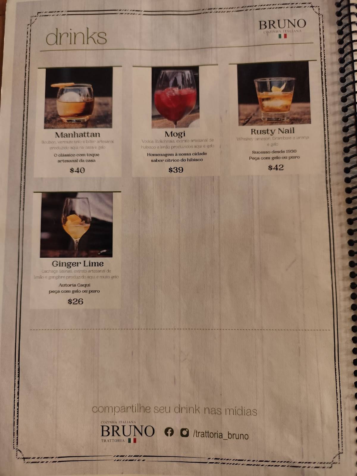 Trattoria Bruno cardápio