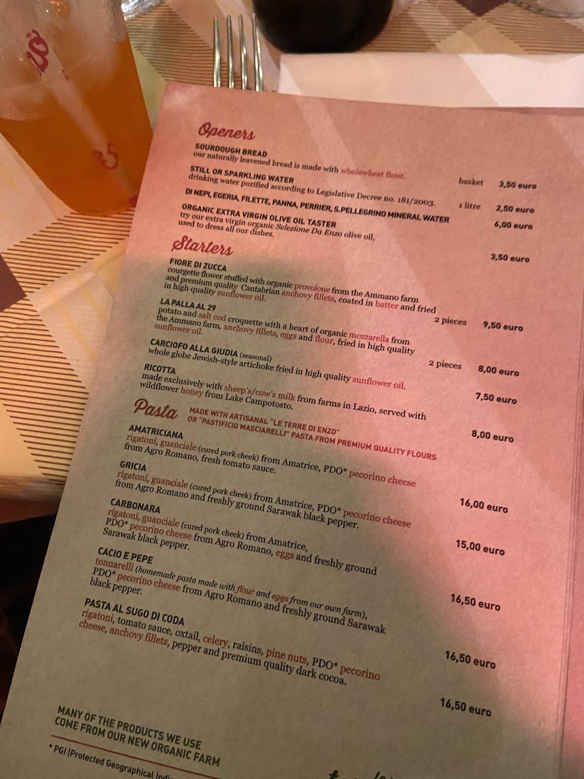 Menu di Trattoria Da Enzo 