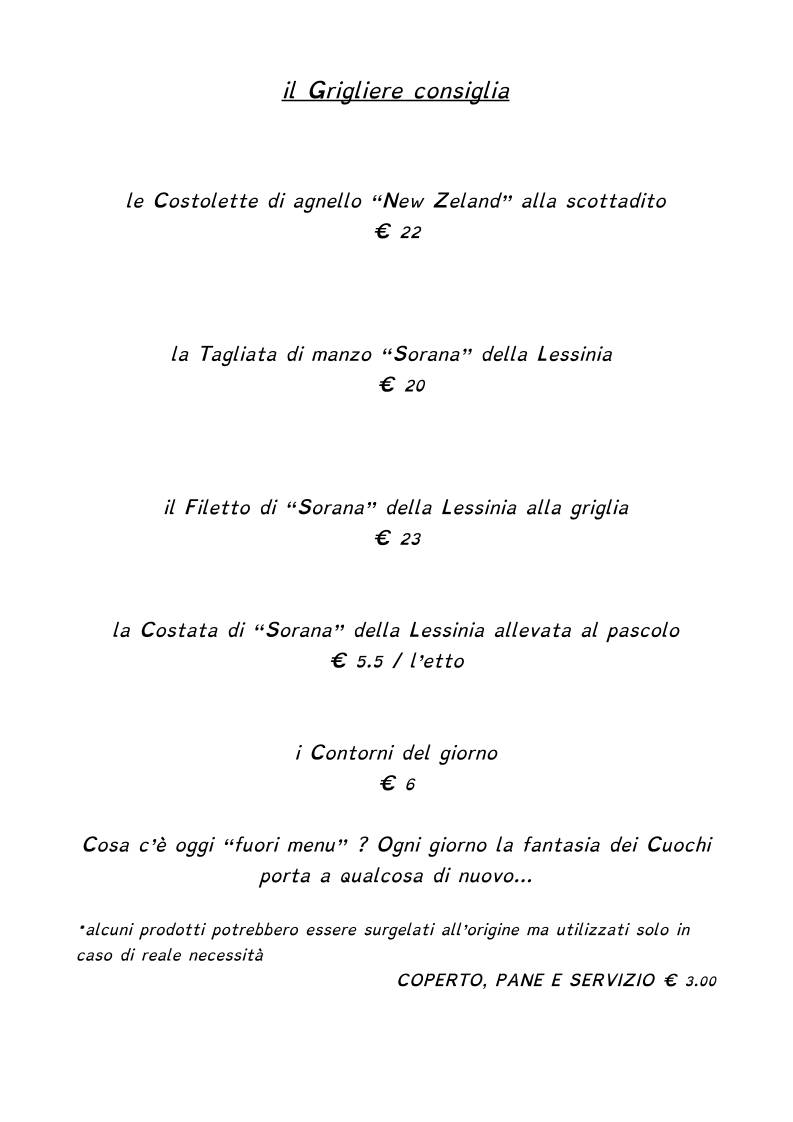 Menu di Trattoria El Bagolo Ristorantino 
