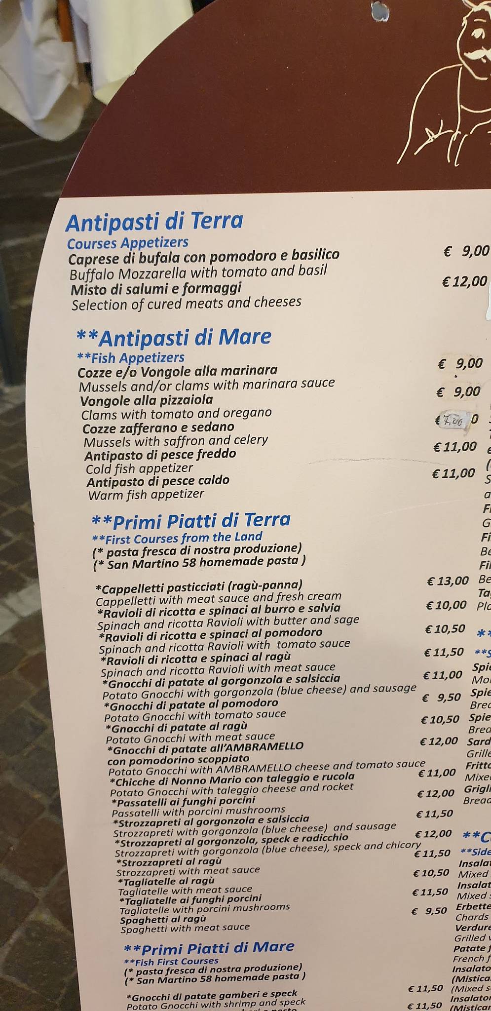 Menu di Trattoria San Martino 58 
