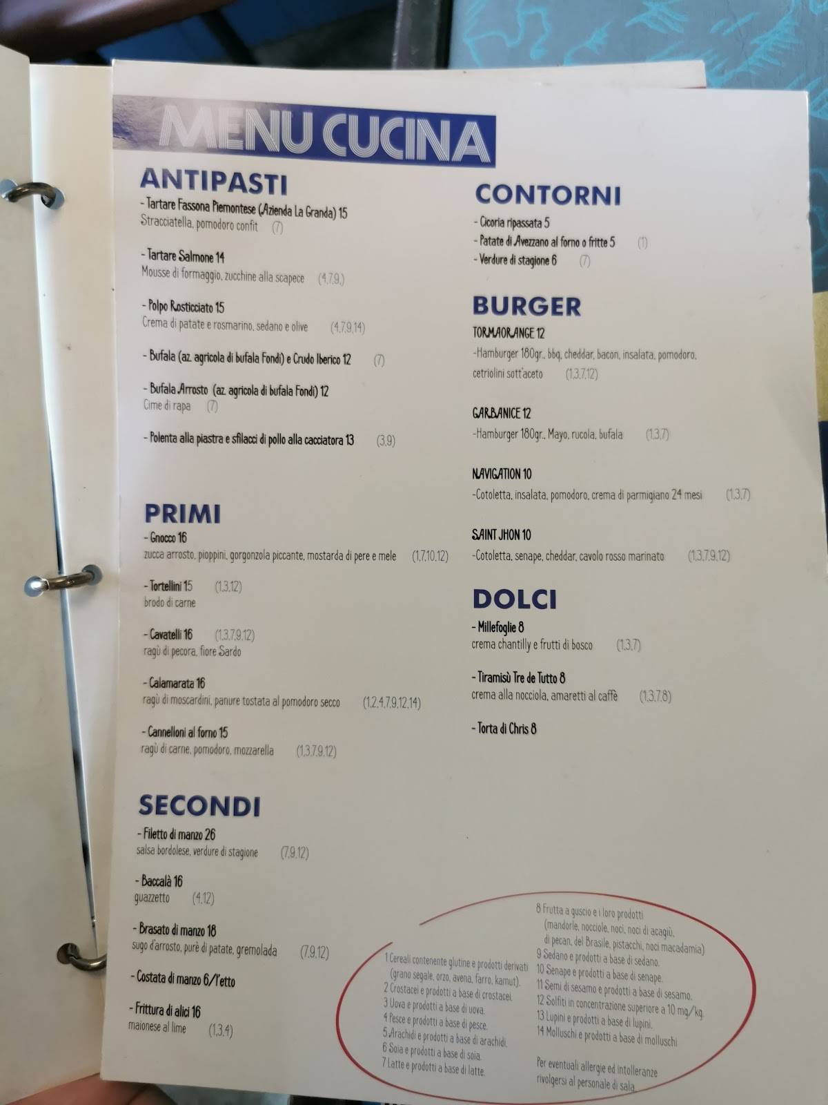 Menu di Tre de Tutto 