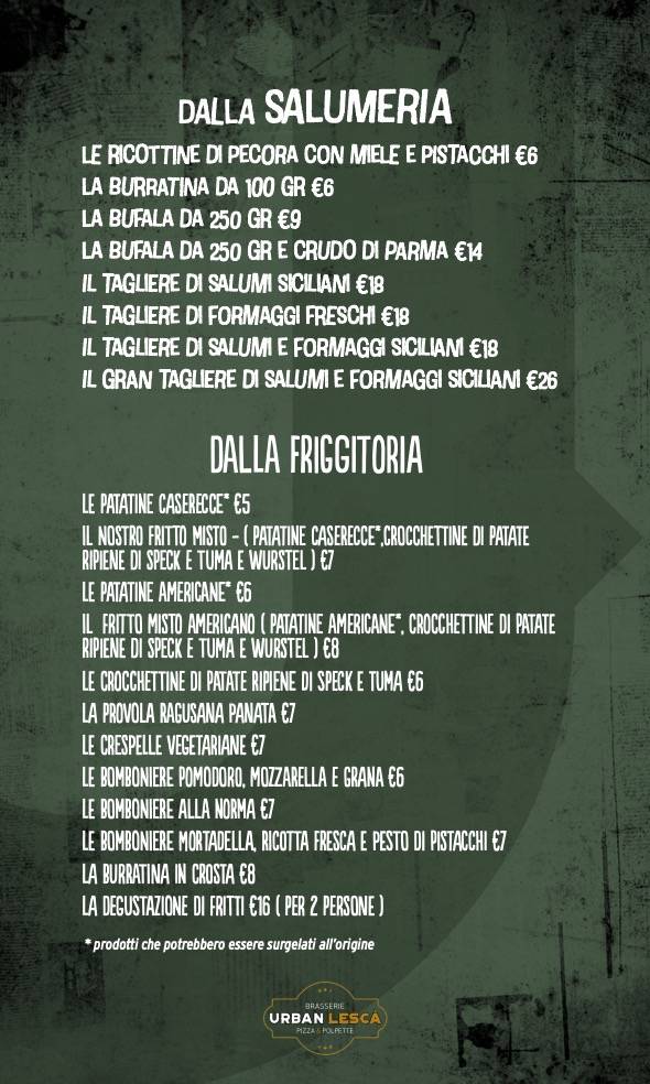 Menu di Urban Lescà - Ristorante Pizzeria Messina 