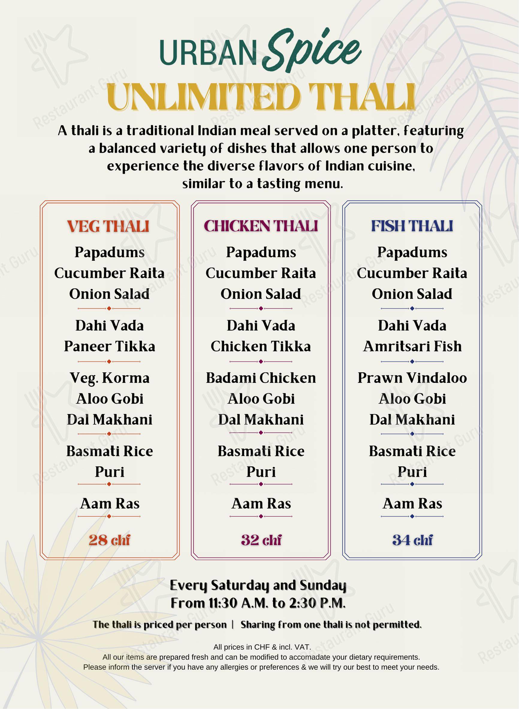 Menu di Restaurant Urban Spice - 菜单