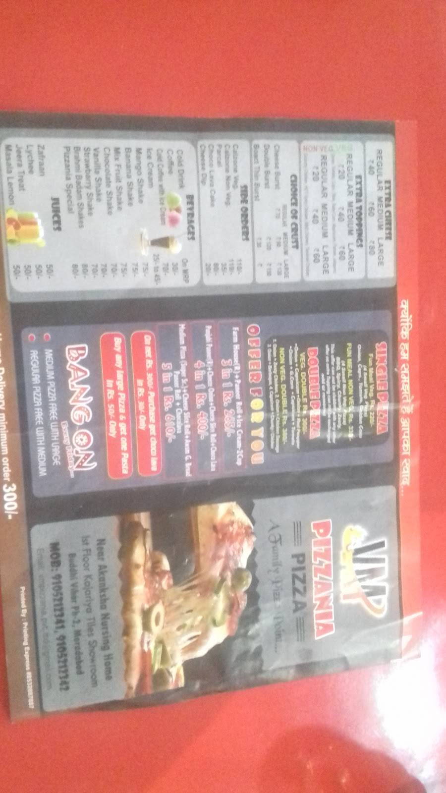 VM Pizzania's Pizza menu