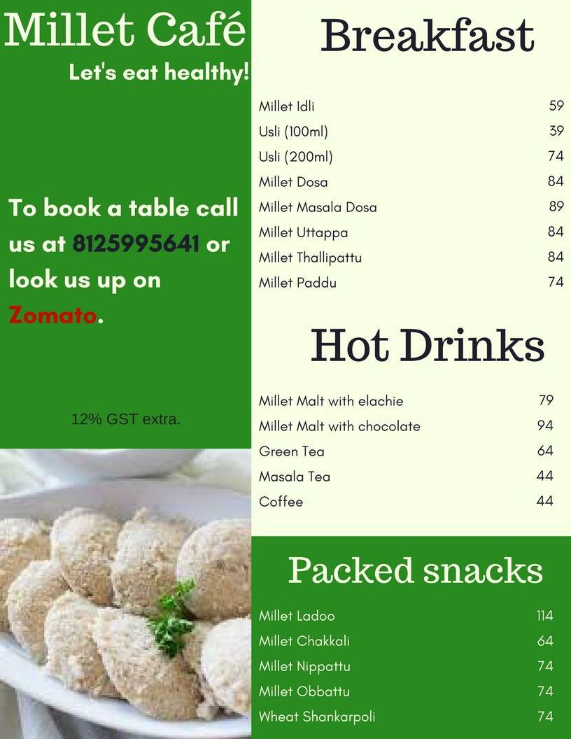 Vaathsalya Millet Cafe menu