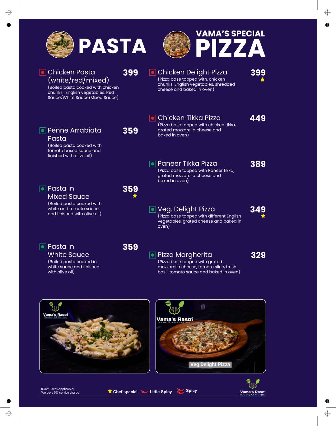 Vama's Rasoi menu