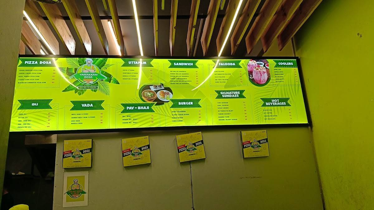 Vanakkam Dosa menu