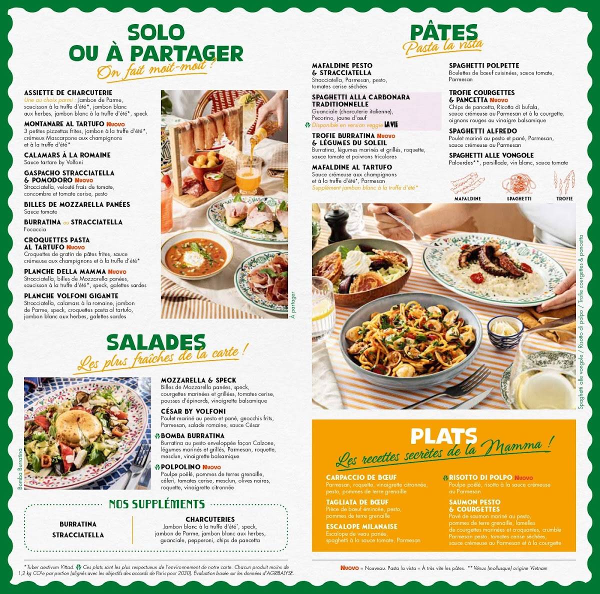 Menu de Volfoni Boulogne-Billancourt