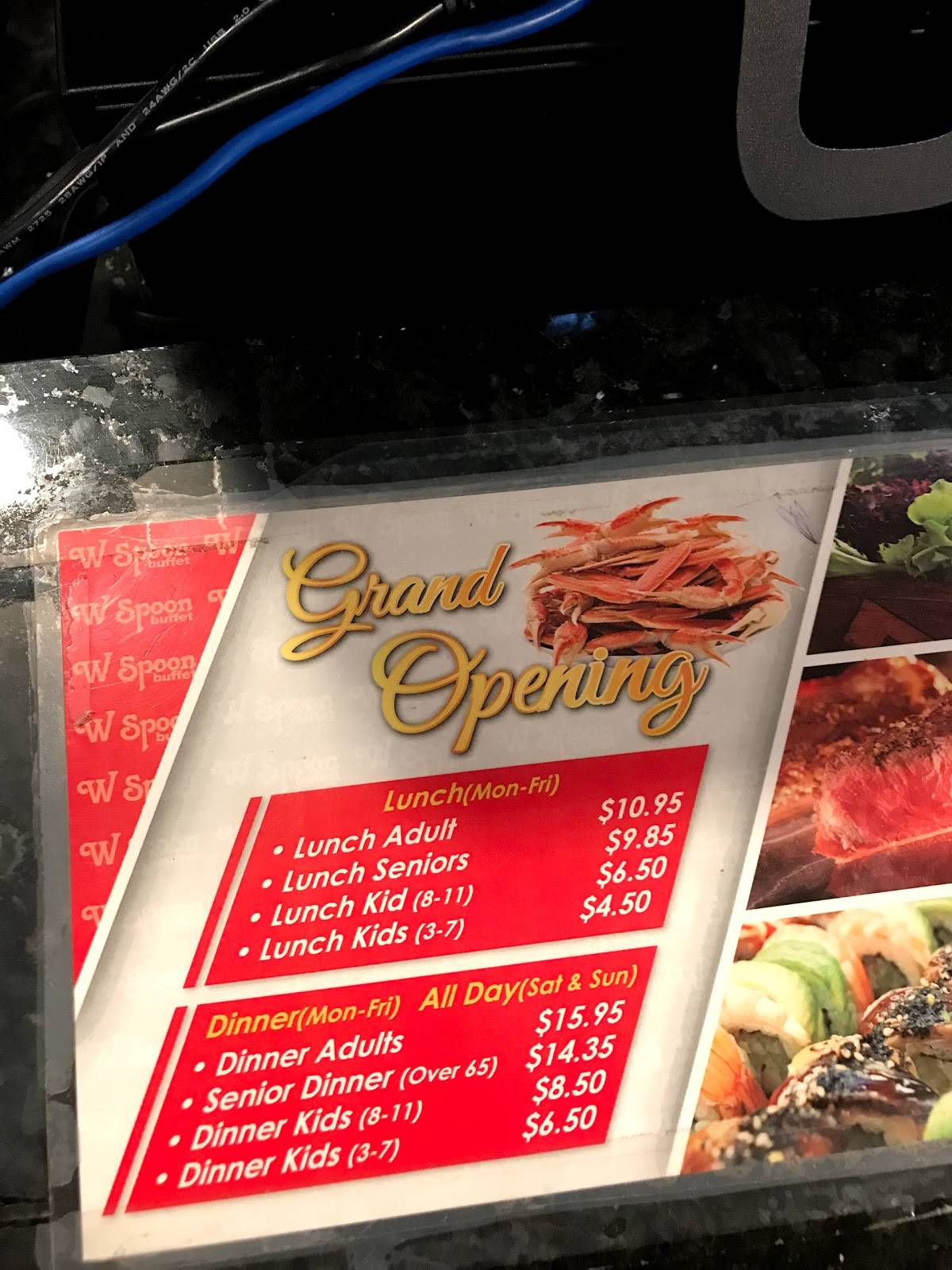 Menu at W Spoon Buffet restaurant, Victorville