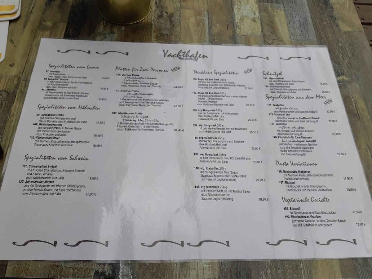 Restaurant Yachthafen menu