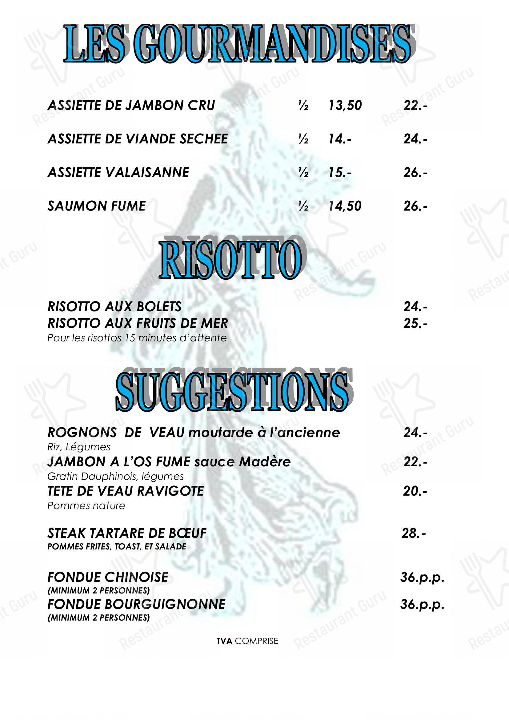 Menu per Restaurant des Semailles pizzeria