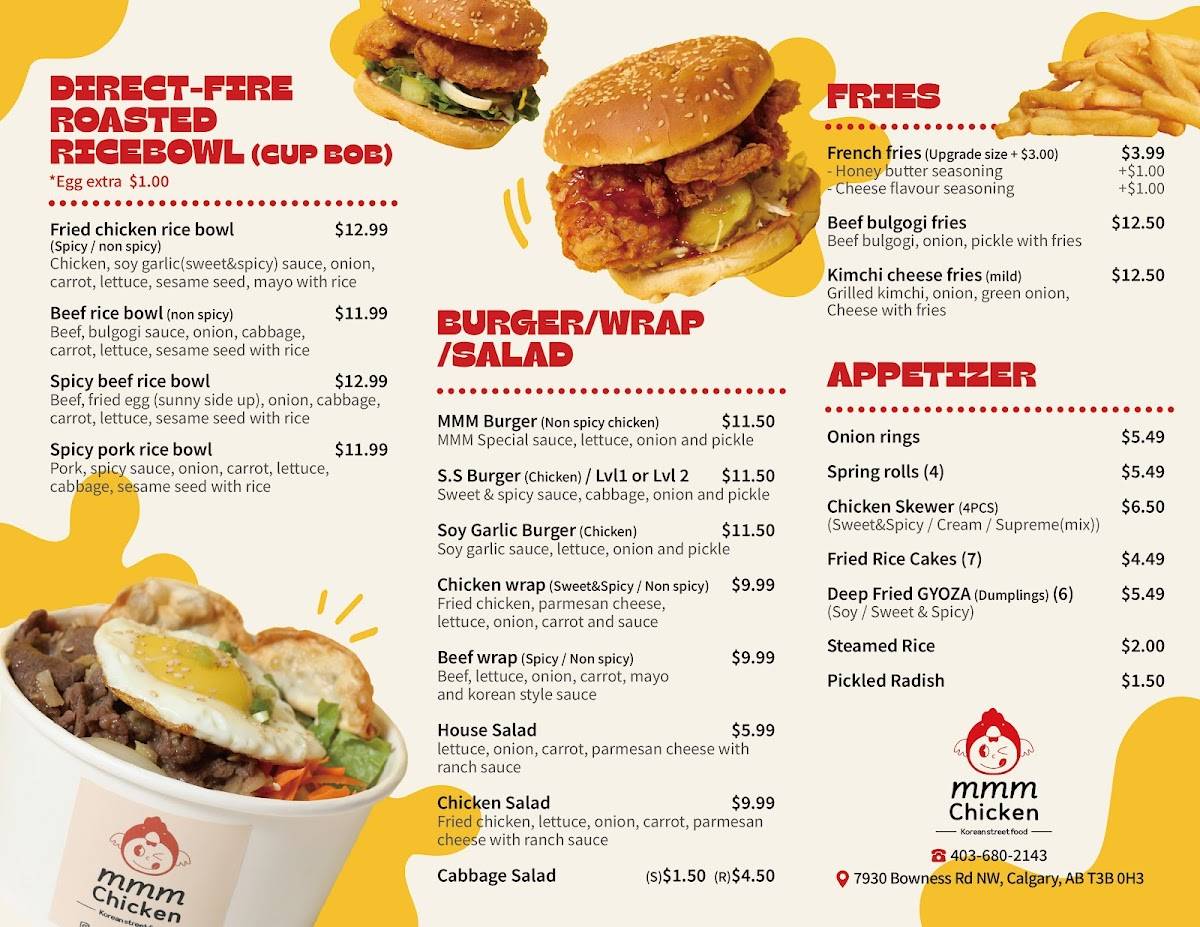 Menu de mmm chicken
