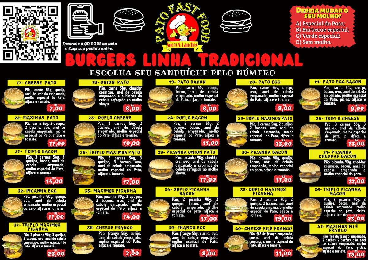 pato fast food cardápio