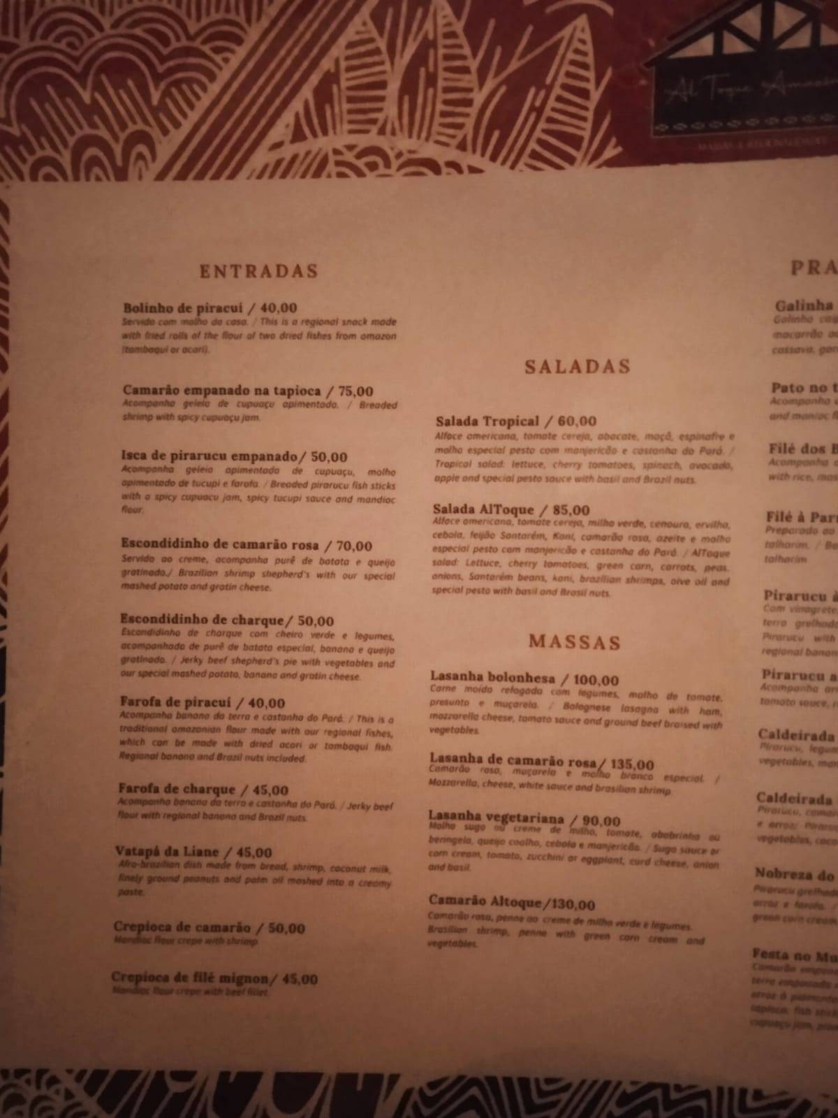 Al Toque Amazônico cardápio