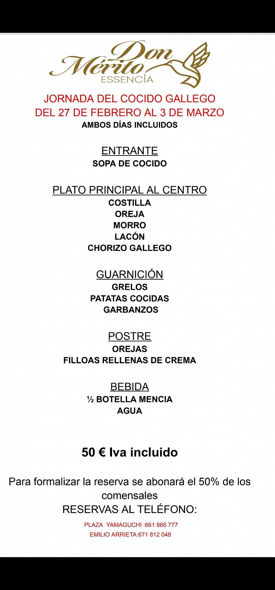 Carta del restaurante Don Merito Essencia, Pamplona