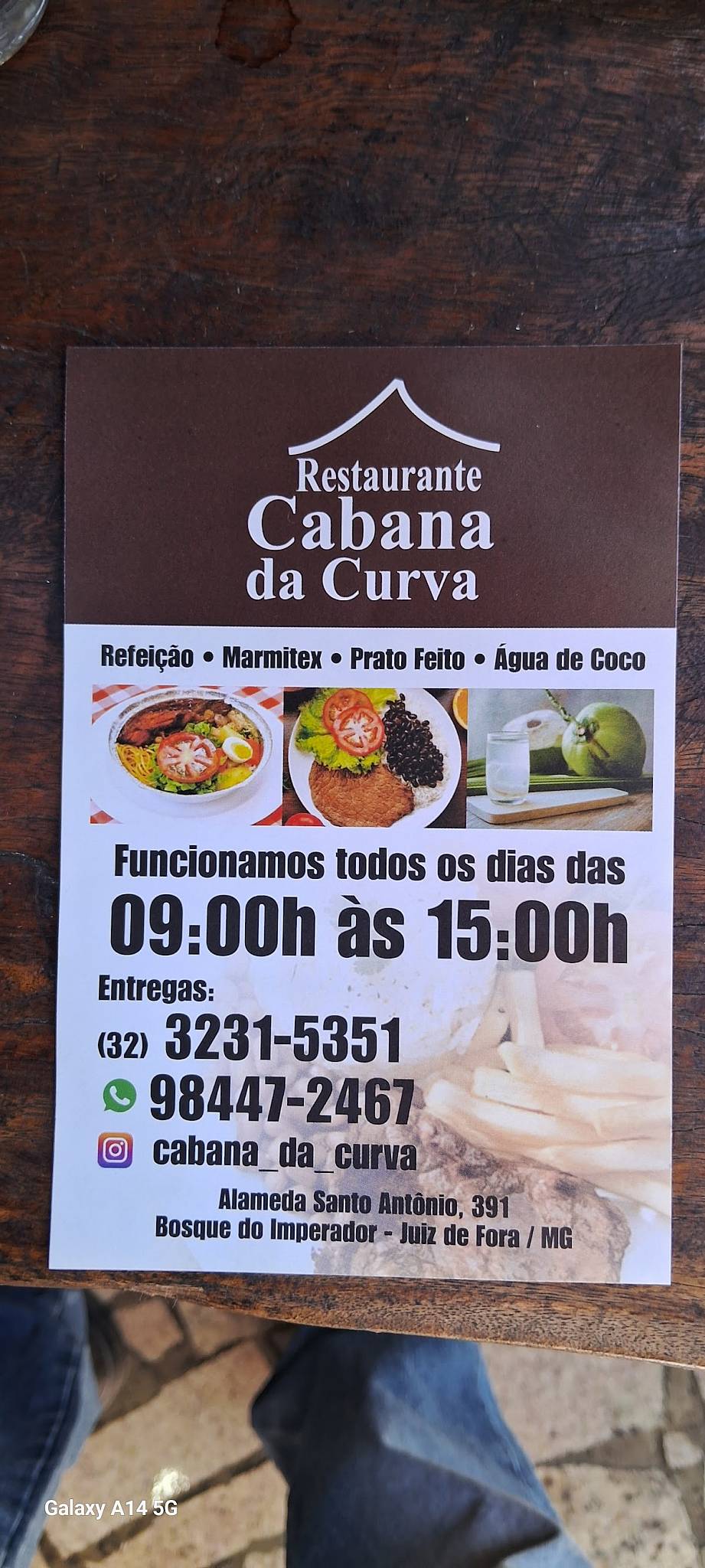 Restaurante Cabana da Curva cardápio
