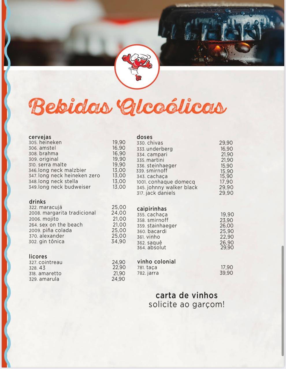 Restaurante Camarão Dourado Santa Felicidade cardápio