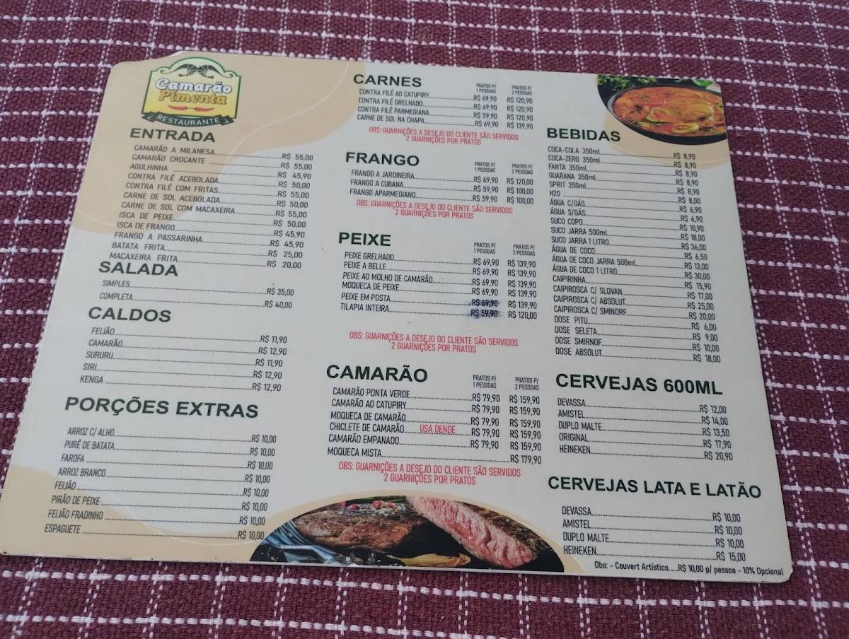 Camarão Pimenta cardápio