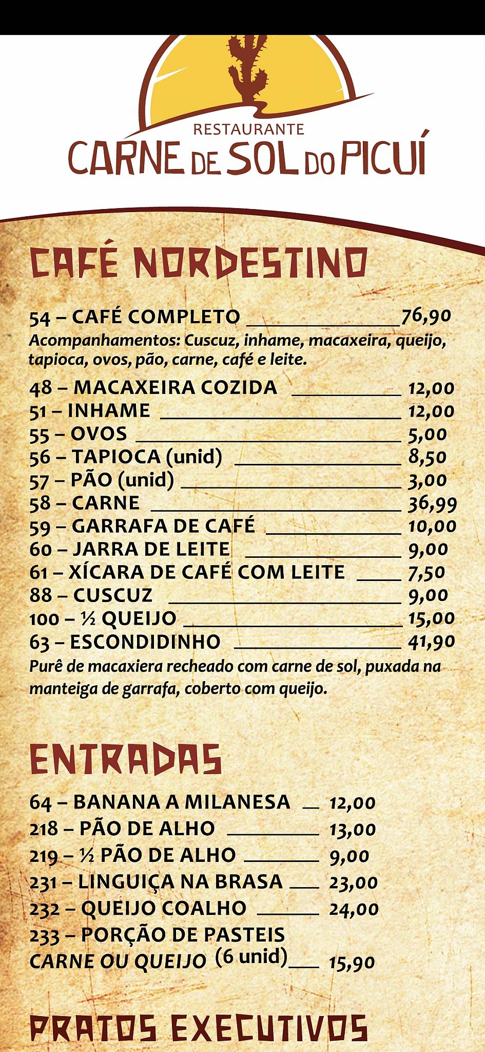 Restaurante Carne de Sol do Picuí cardápio