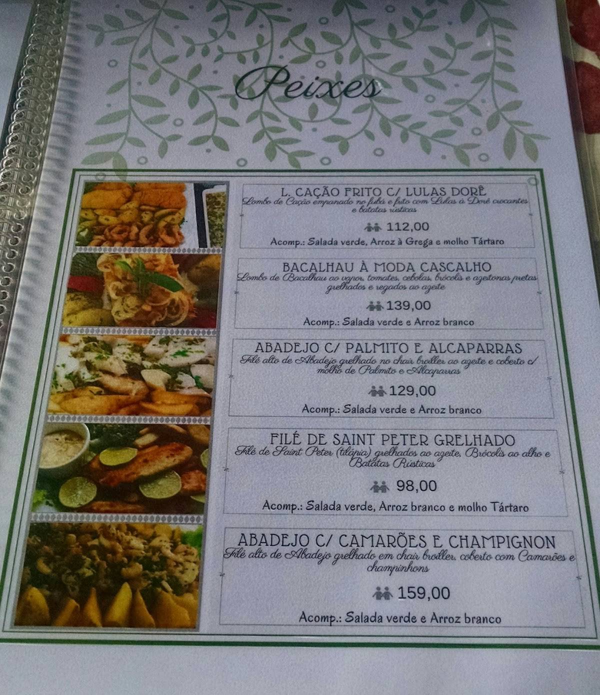 Restaurante Cascalho cardápio