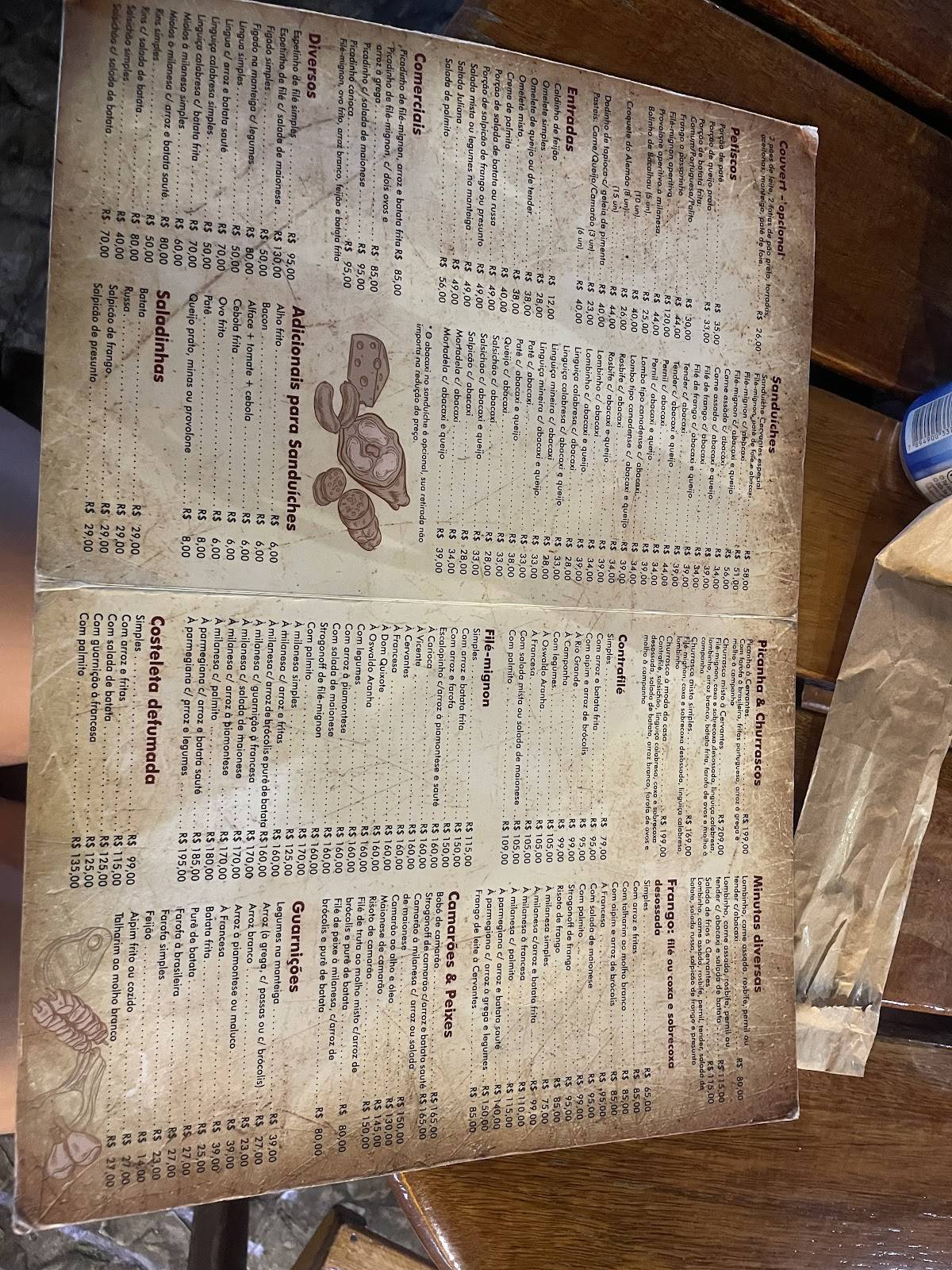 Restaurante Cervantes Barra cardápio