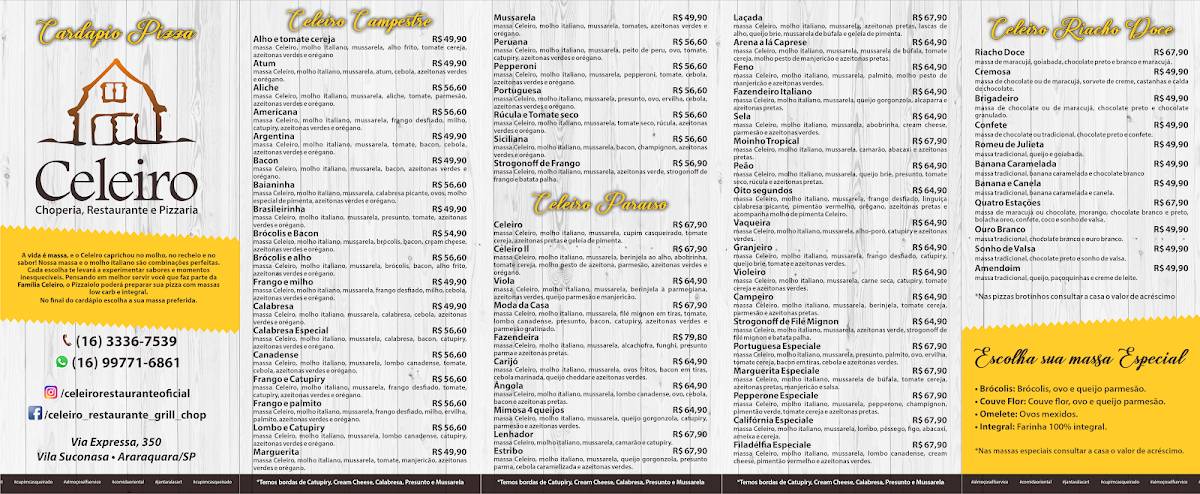 Restaurante, Churrascaria e Choperia Celeiro cardápio