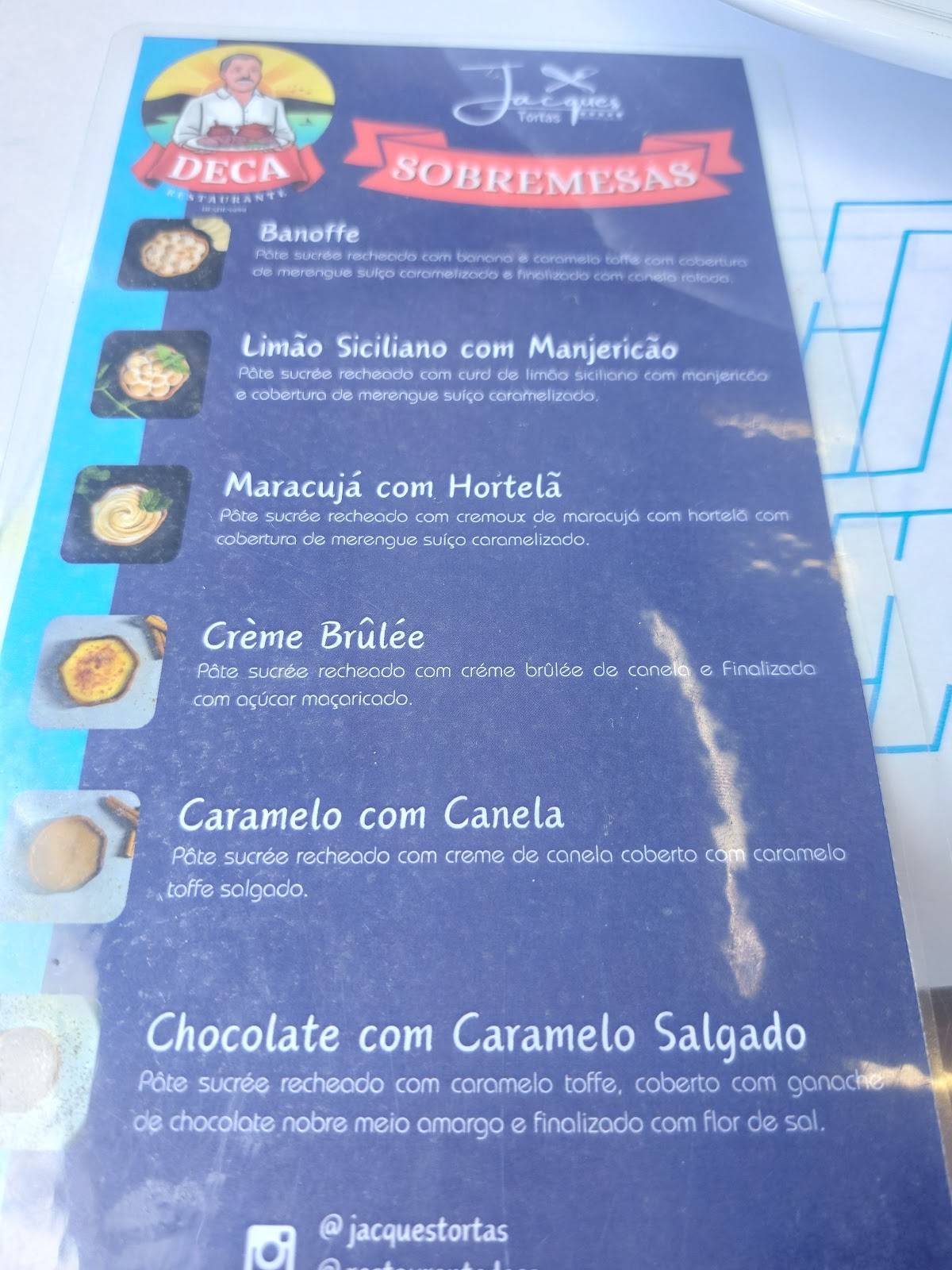 Restaurante Deca cardápio
