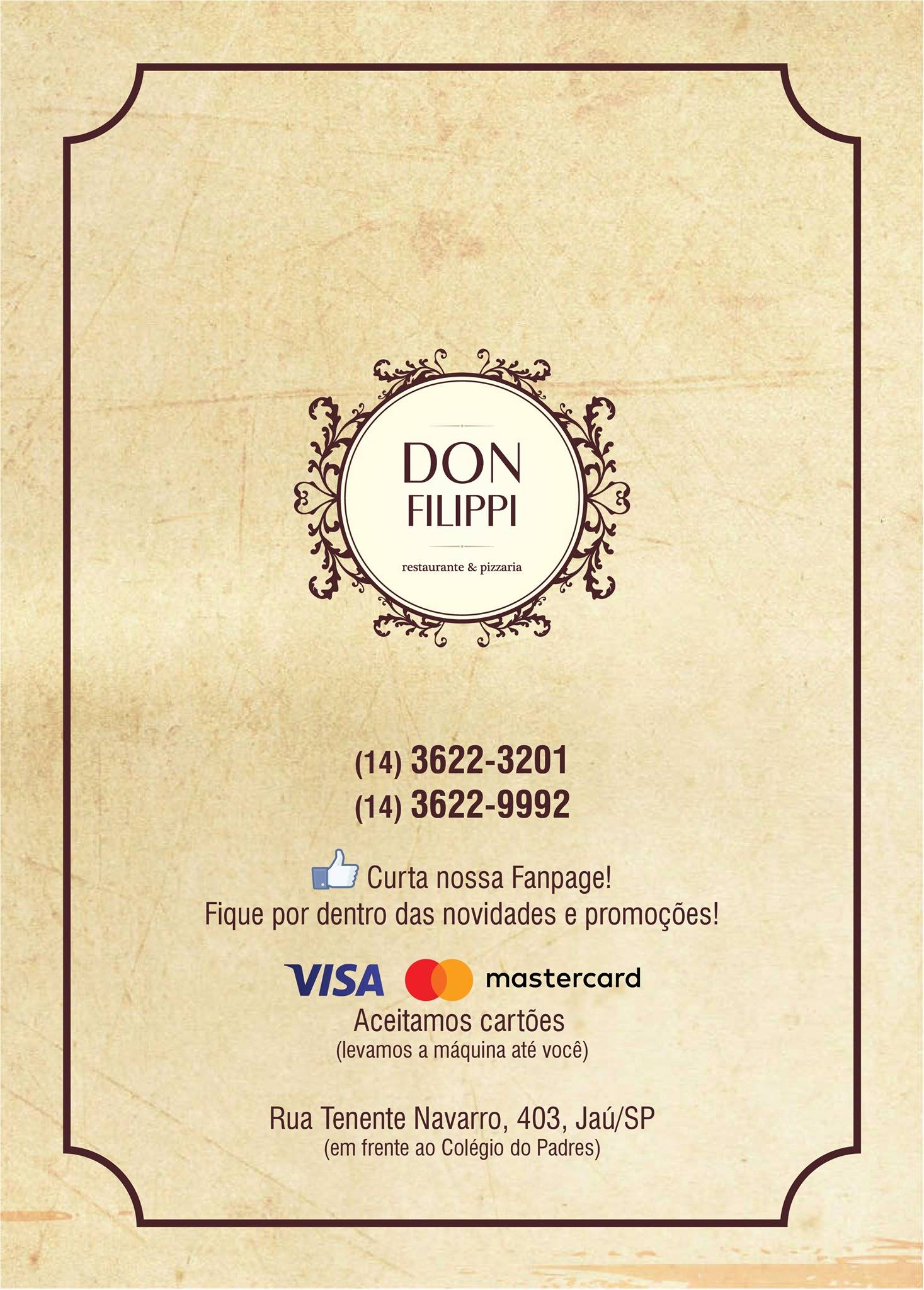 Restaurante E Pizzaria Don Filippi cardápio