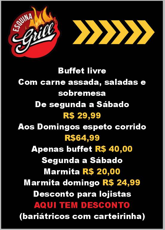 Restaurante e Pizzaria Esquina Grill Chapecó cardápio