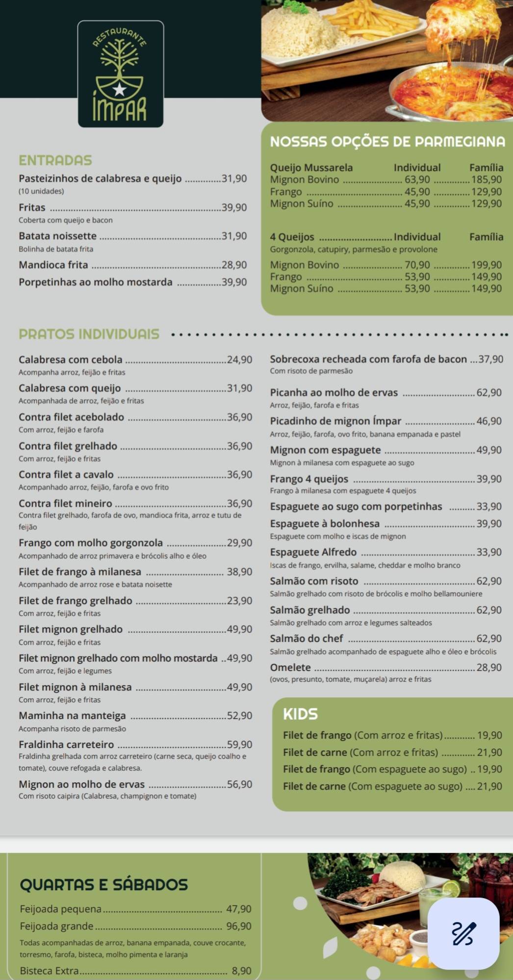 Restaurante Ímpar cardápio