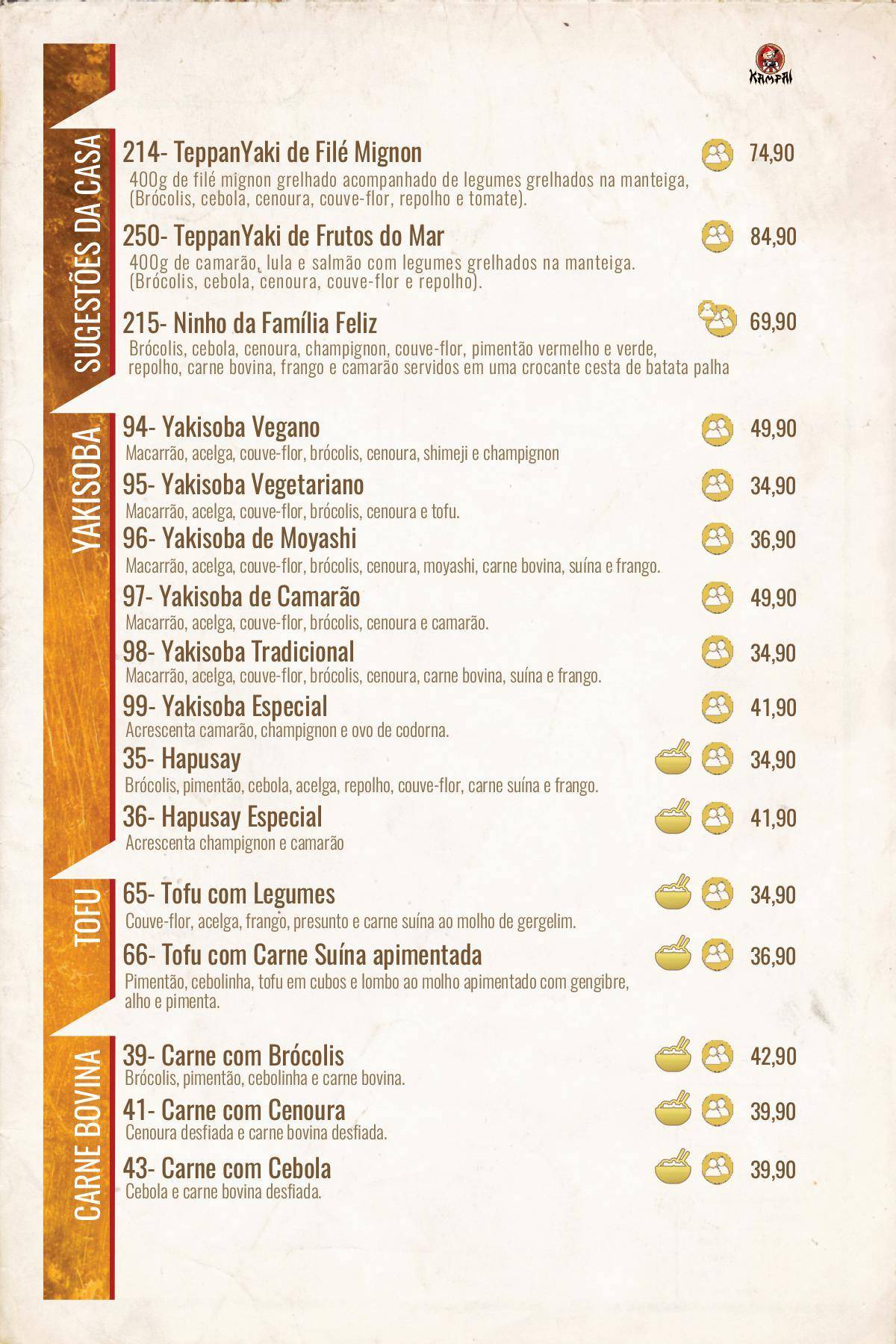 Kampai cardápio