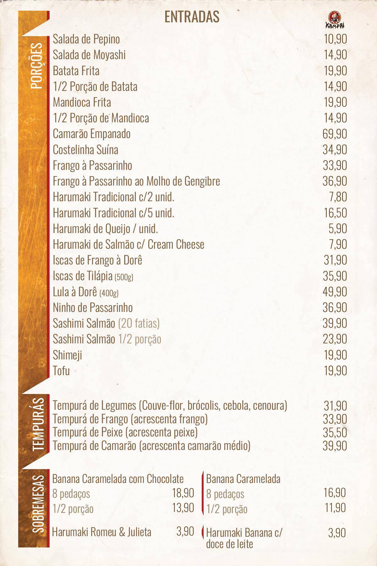 Kampai cardápio